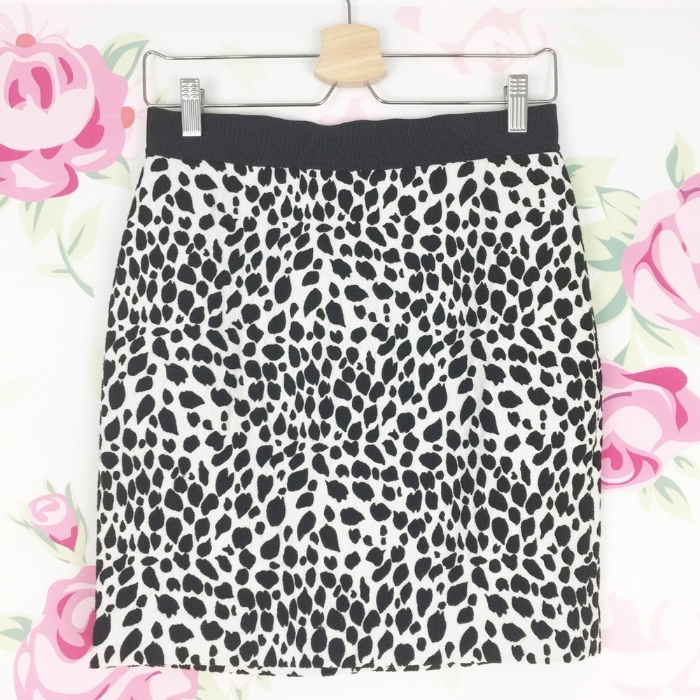 NEW Ann Taylor Black White Printed Skirt 4
